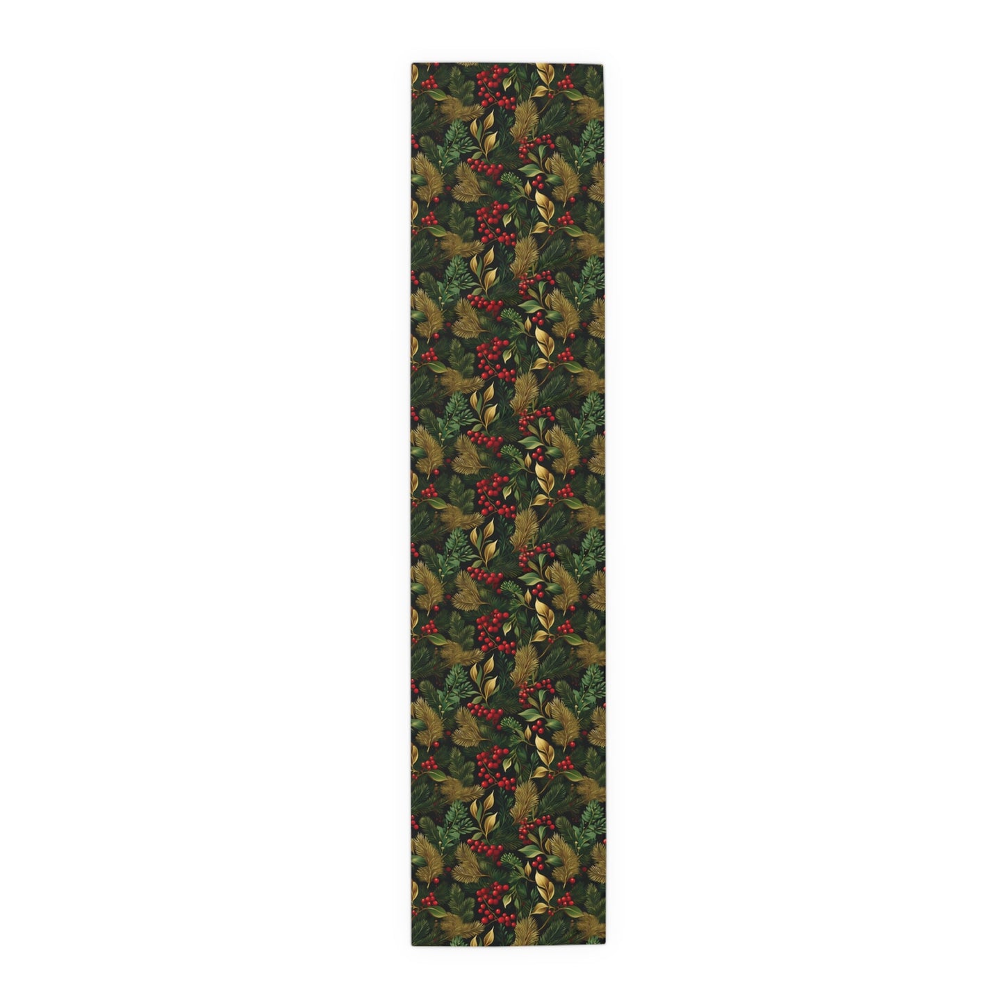Christmas Table Runner Elegant Botanical Print, Festive Dining Decor, Cotton Poly Table Linen, Holiday Home Decoration, Kitchen Dining - EternalAscension