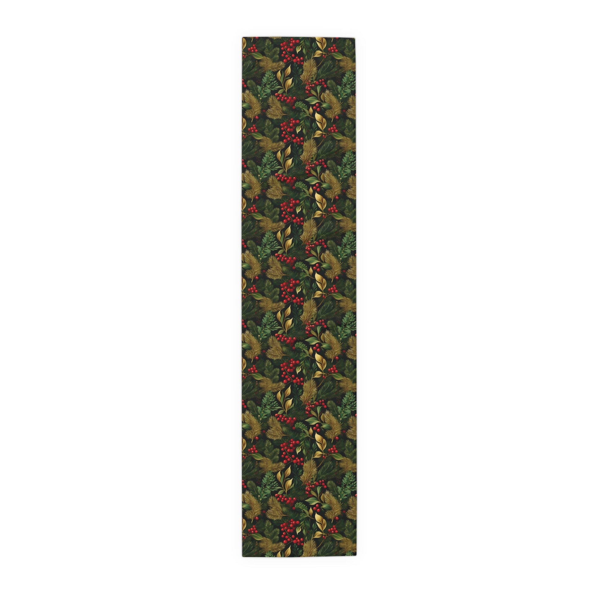 Christmas Table Runner Elegant Botanical Print, Festive Dining Decor, Cotton Poly Table Linen, Holiday Home Decoration, Kitchen Dining - EternalAscension