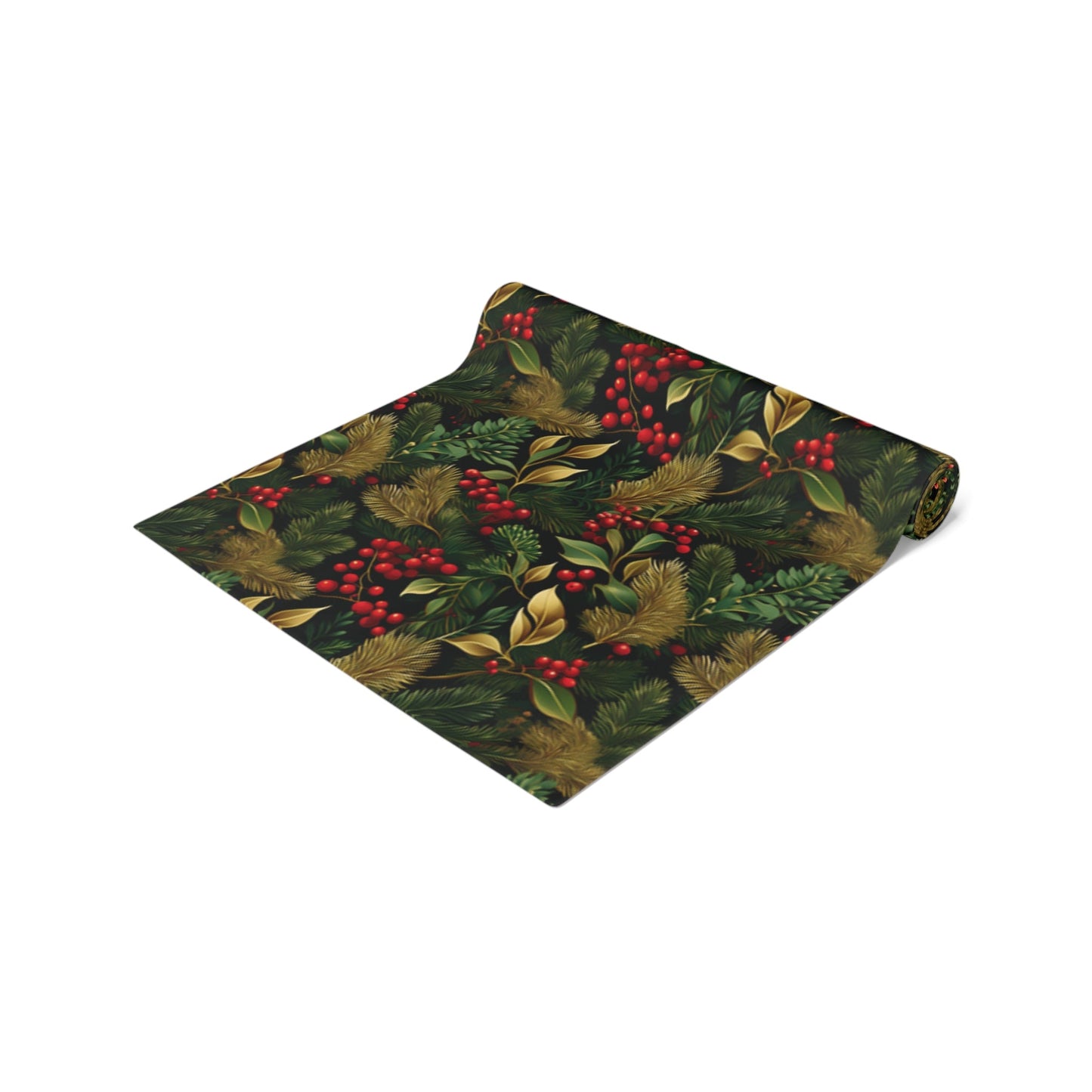 Christmas Table Runner Elegant Botanical Print, Festive Dining Decor, Cotton Poly Table Linen, Holiday Home Decoration, Kitchen Dining - EternalAscension