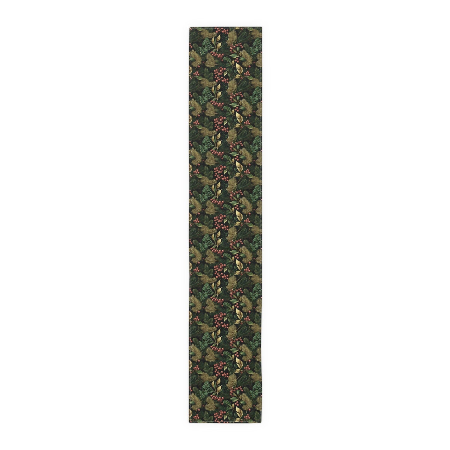 Christmas Table Runner Elegant Botanical Print, Festive Dining Decor, Cotton Poly Table Linen, Holiday Home Decoration, Kitchen Dining - EternalAscension