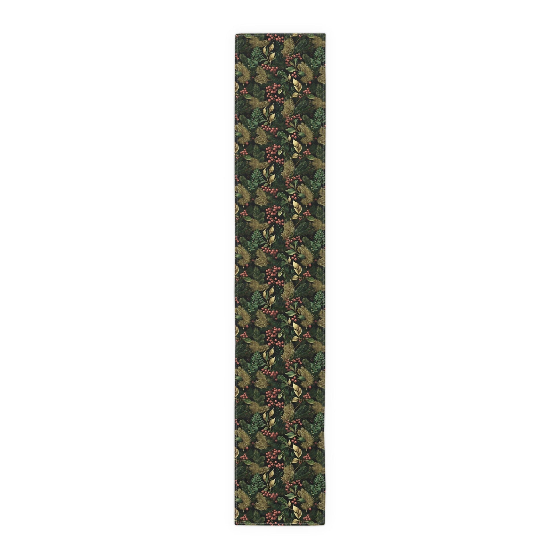 Christmas Table Runner Elegant Botanical Print, Festive Dining Decor, Cotton Poly Table Linen, Holiday Home Decoration, Kitchen Dining - EternalAscension