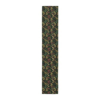 Christmas Table Runner Elegant Botanical Print, Festive Dining Decor, Cotton Poly Table Linen, Holiday Home Decoration, Kitchen Dining - EternalAscension