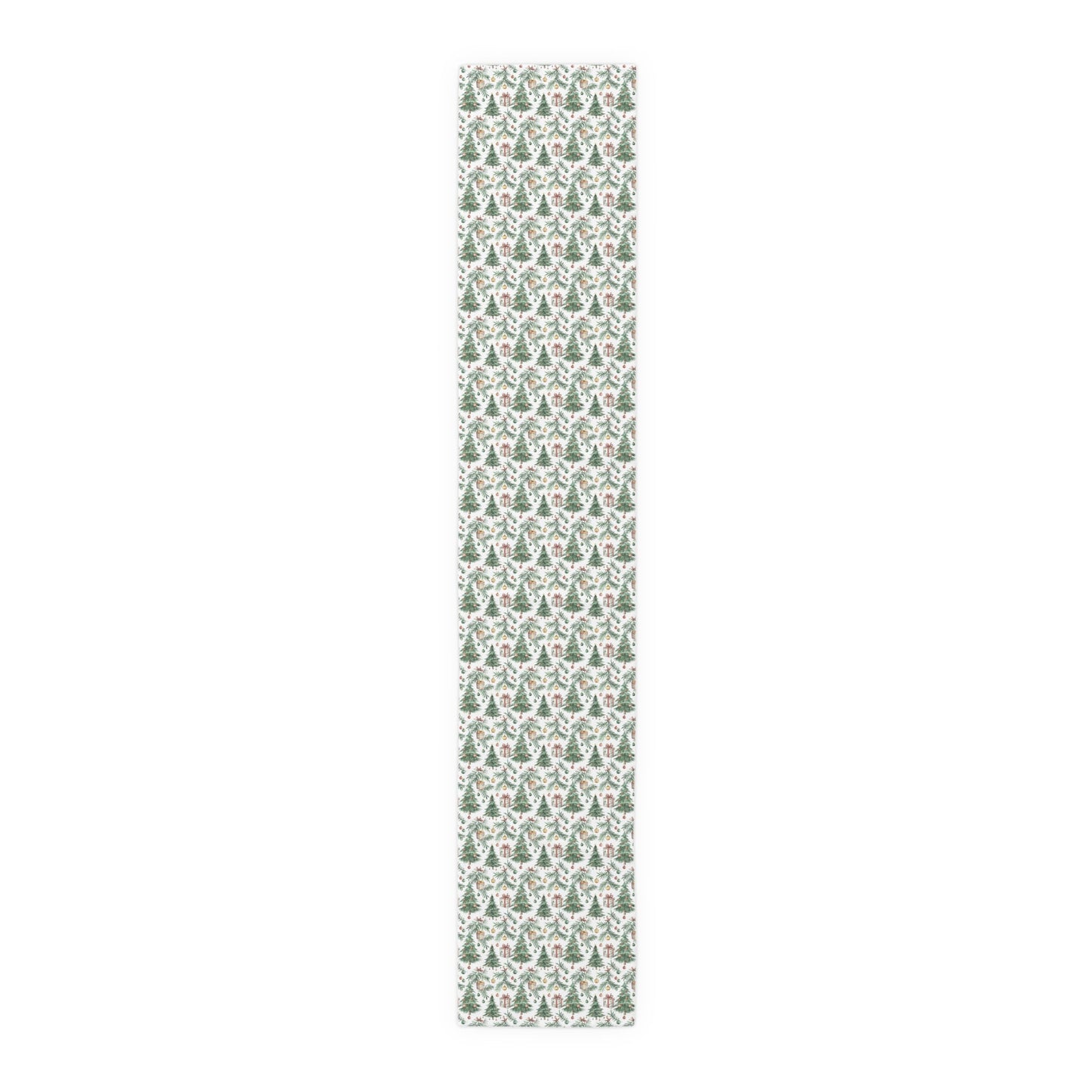Christmas Table Runner, Festive Cotton Poly Dining Decor, Holiday Pine Branches, Celebratory Christmas Baubles, Seasonal Charm Table Linens, - EternalAscension