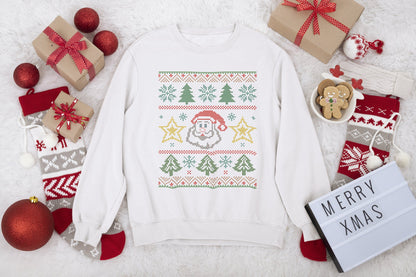 Christmas Tree Sweatshirt, Holiday Festive Jumper, Santa Claus Face Pullover, Cozy Winter Sweater, Unisex Xmas Top, Festive Cheer Apparel - EternalAscension