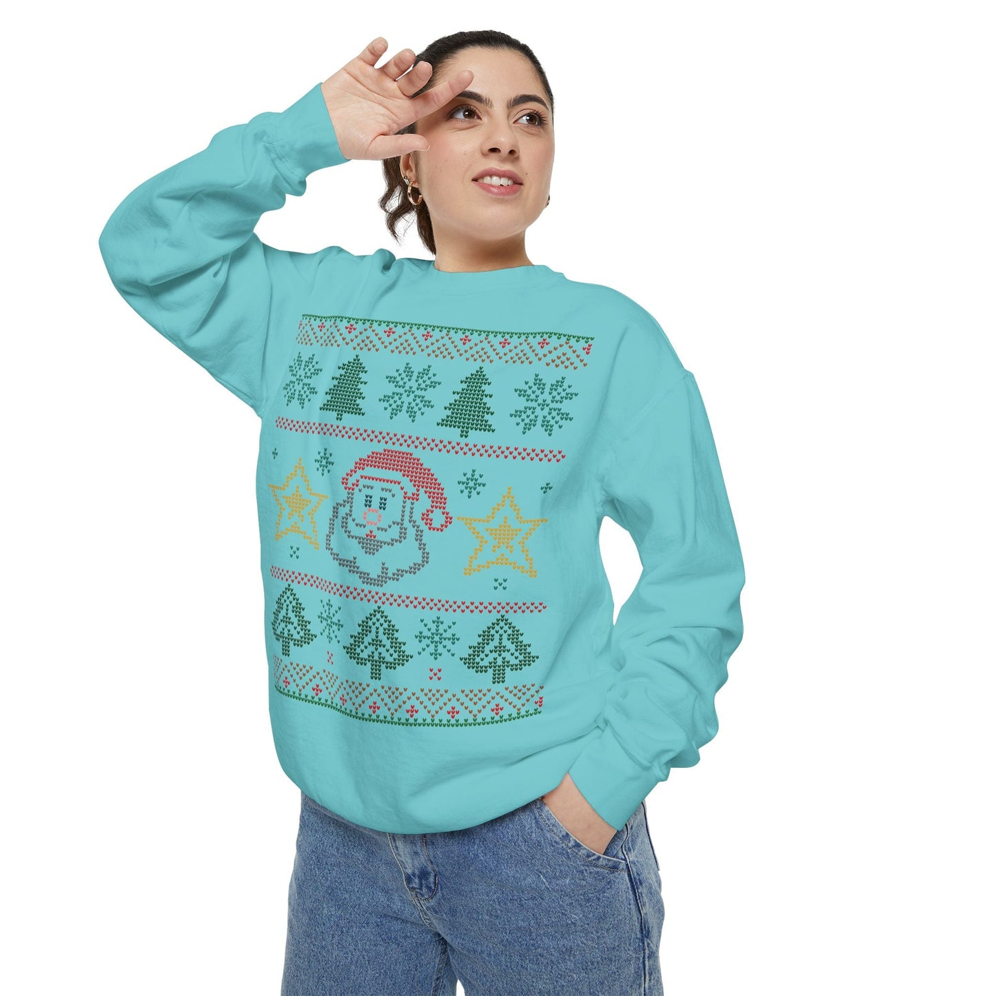 Christmas Tree Sweatshirt, Holiday Festive Jumper, Santa Claus Face Pullover, Cozy Winter Sweater, Unisex Xmas Top, Festive Cheer Apparel - EternalAscension