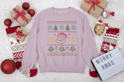 Christmas Tree Sweatshirt, Holiday Festive Jumper, Santa Claus Face Pullover, Cozy Winter Sweater, Unisex Xmas Top, Festive Cheer Apparel - EternalAscension