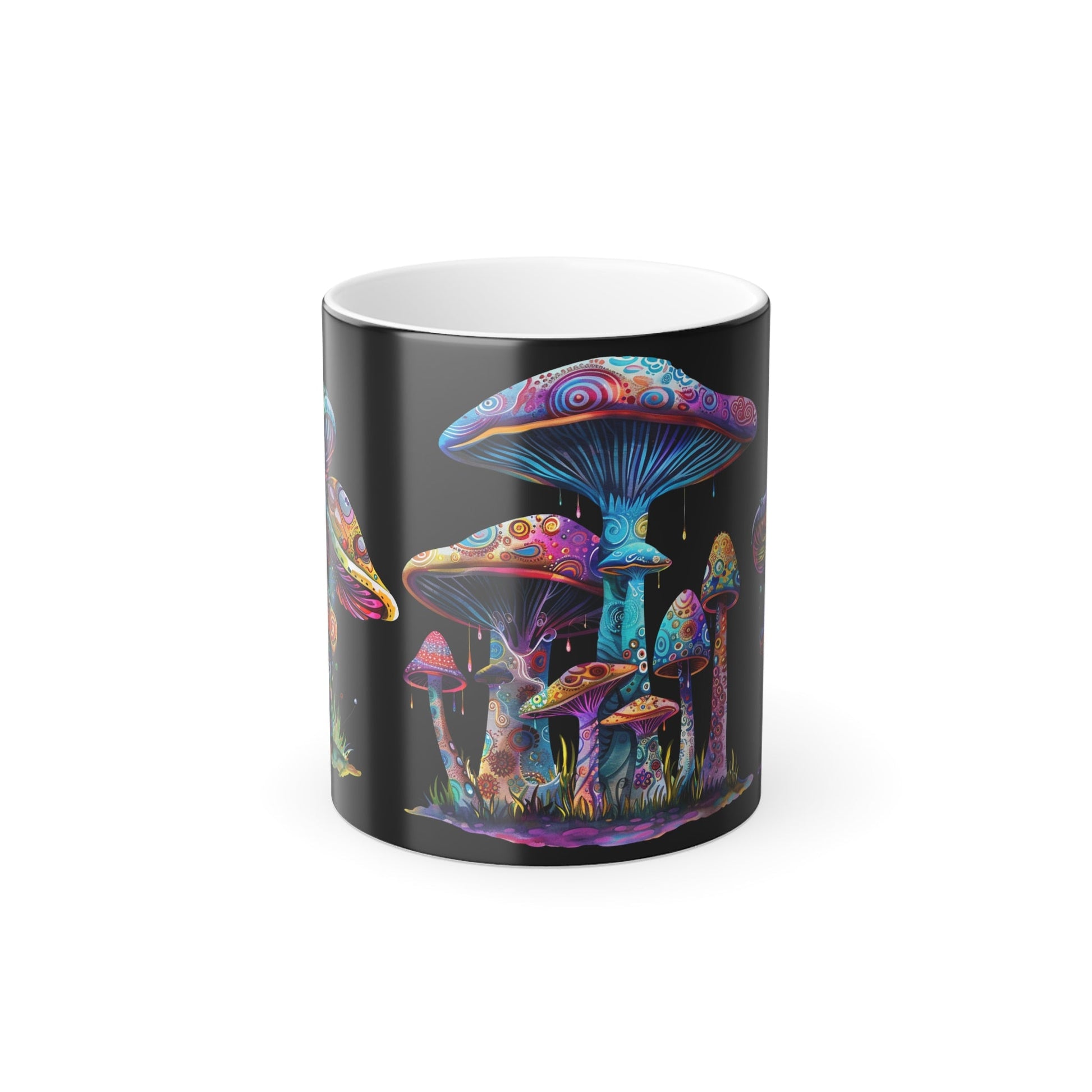 Color Morphing Mushroom Mug, 11oz - Psychedelic Mushrooms Artwork, Color Changing Coffee Cup, Trippy Ceramic Tea Mug, Unique Kitchen Gift - EternalAscension