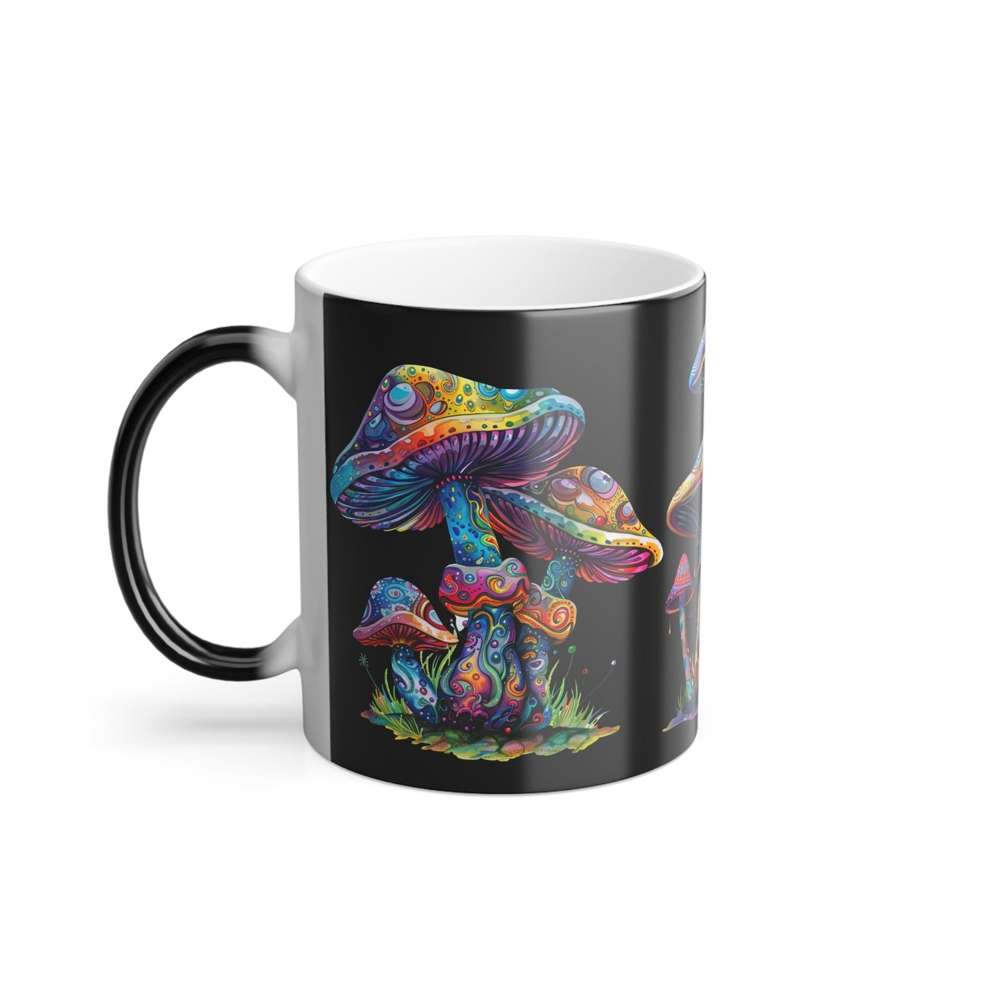 Color Morphing Mushroom Mug, 11oz - Psychedelic Mushrooms Artwork, Color Changing Coffee Cup, Trippy Ceramic Tea Mug, Unique Kitchen Gift - EternalAscension