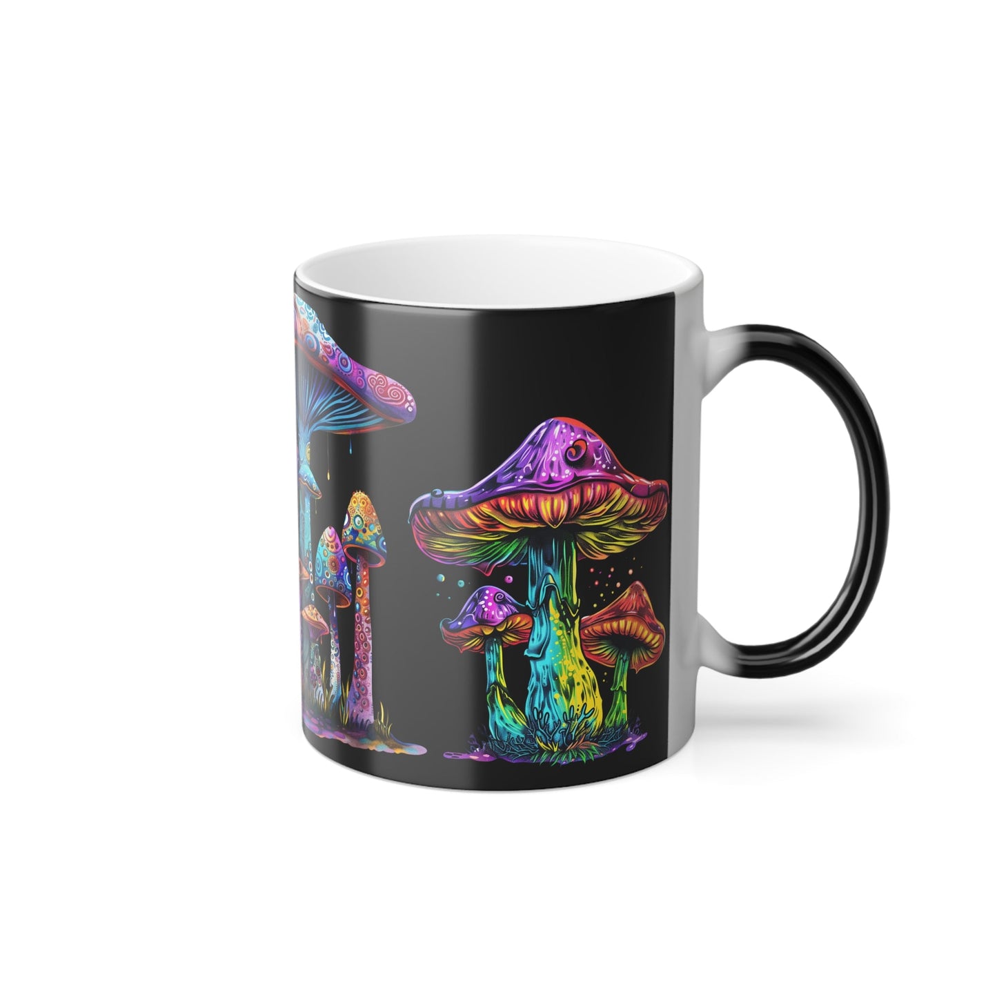 Color Morphing Mushroom Mug, 11oz - Psychedelic Mushrooms Artwork, Color Changing Coffee Cup, Trippy Ceramic Tea Mug, Unique Kitchen Gift - EternalAscension