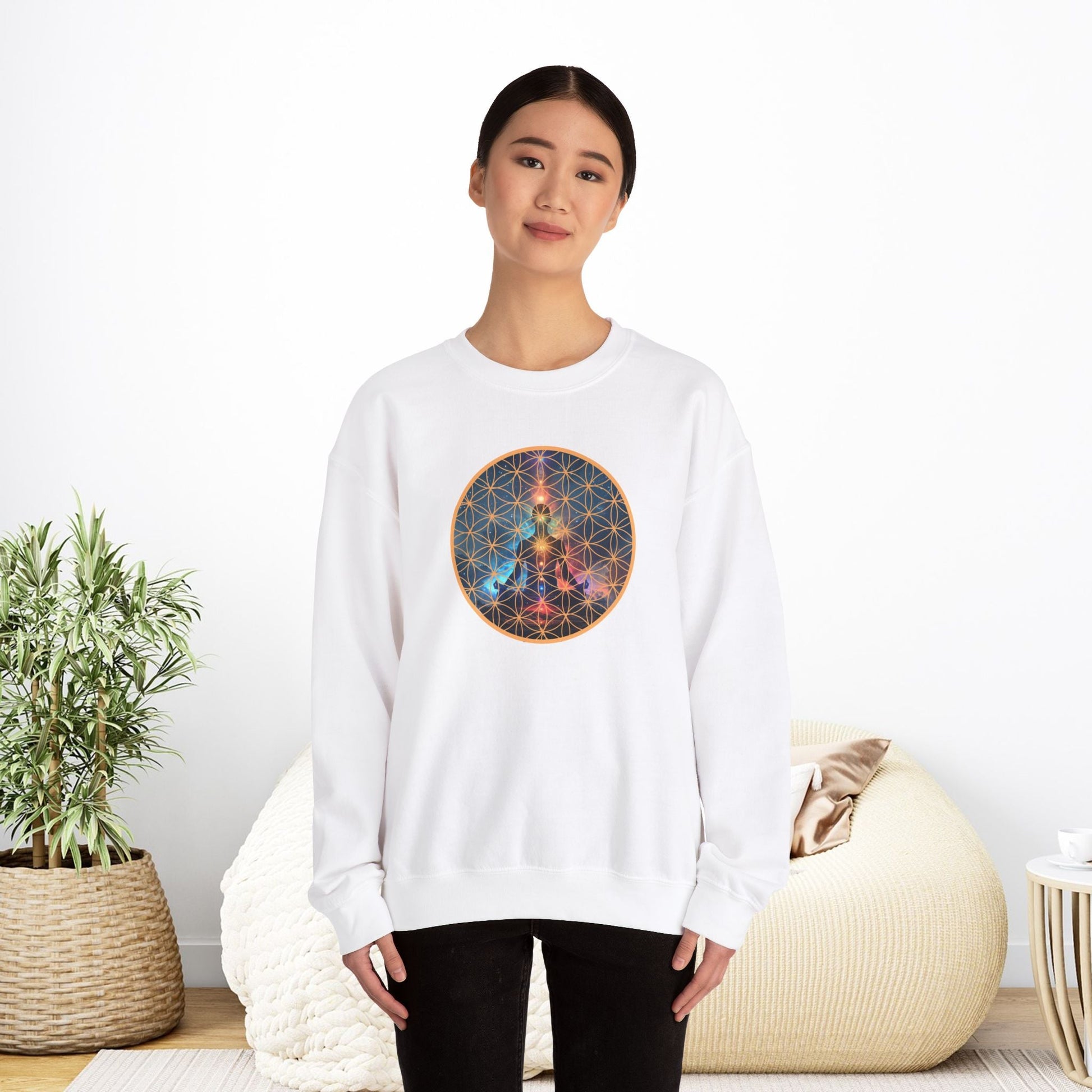Cosmic Meditation Sweatshirt - Sacred Geometry Design - EternalAscension