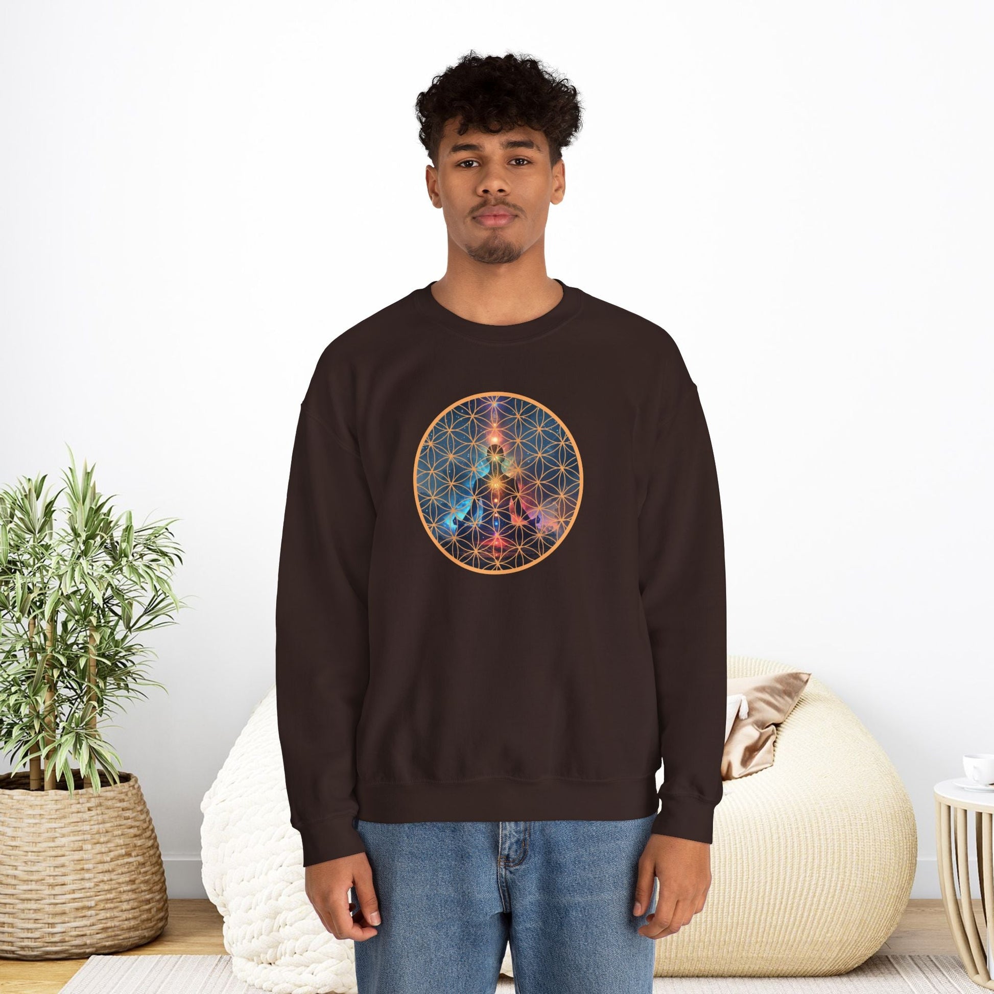 Cosmic Meditation Sweatshirt - Sacred Geometry Design - EternalAscension
