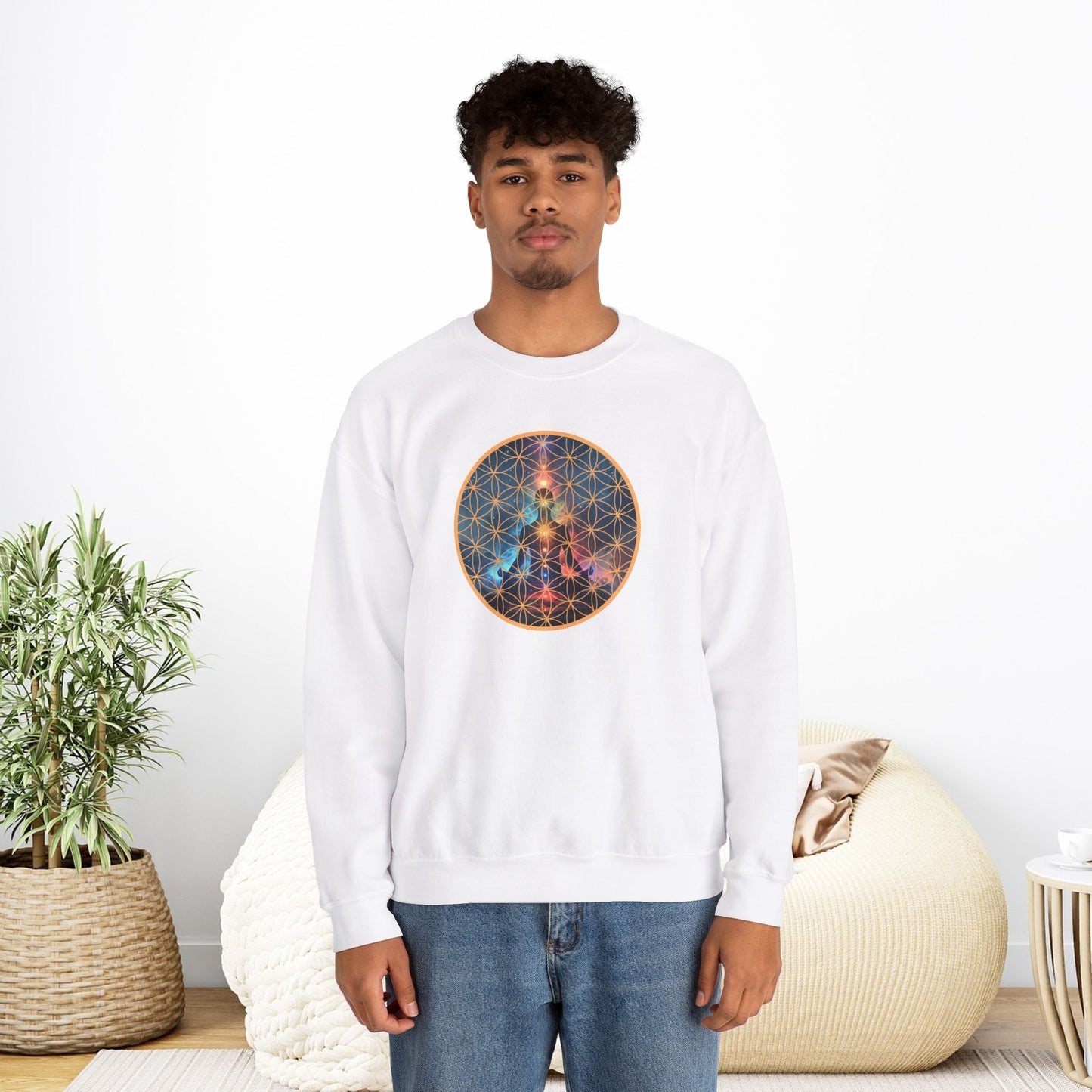 Cosmic Meditation Sweatshirt - Sacred Geometry Design - EternalAscension