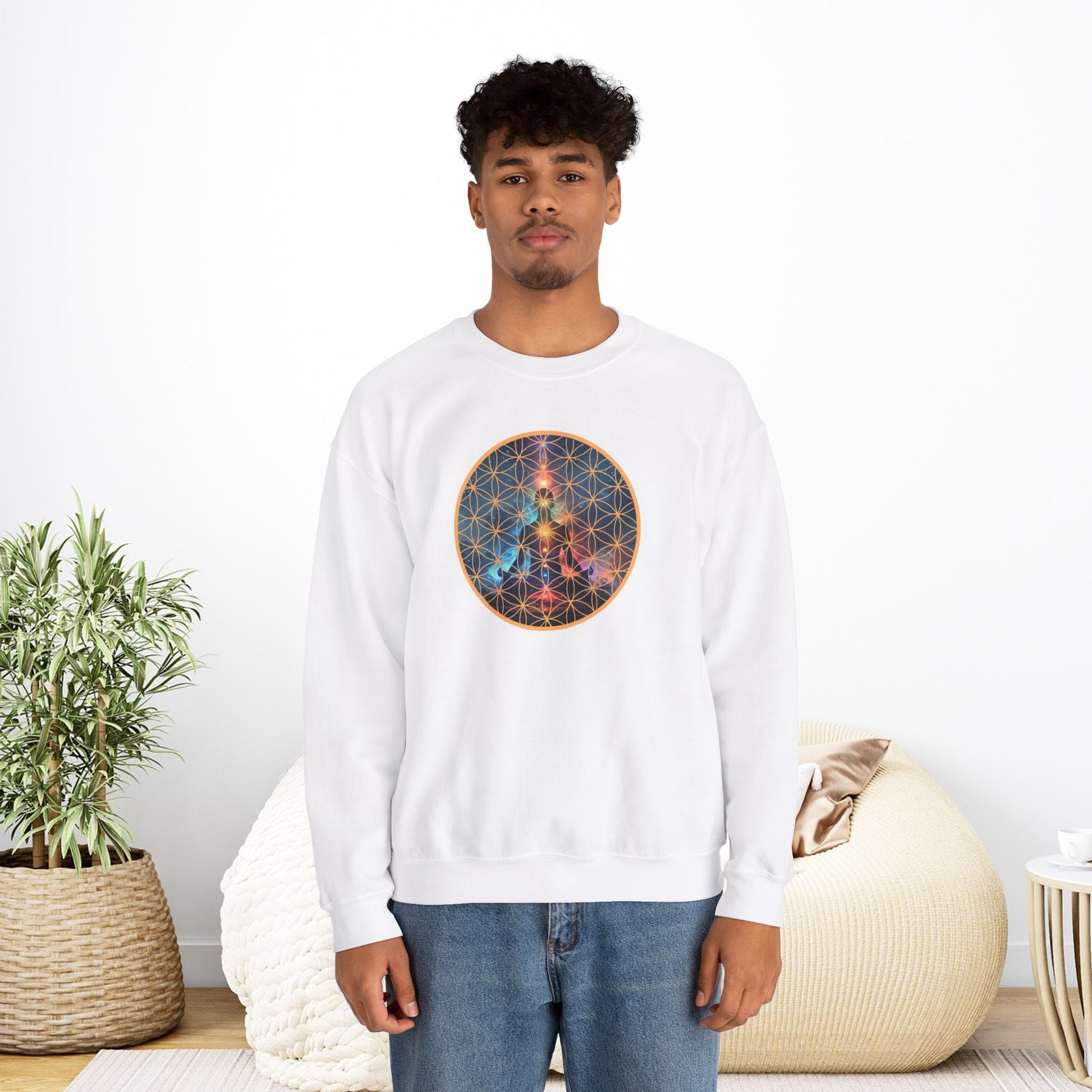 Cosmic Meditation Sweatshirt - Sacred Geometry Design - EternalAscension