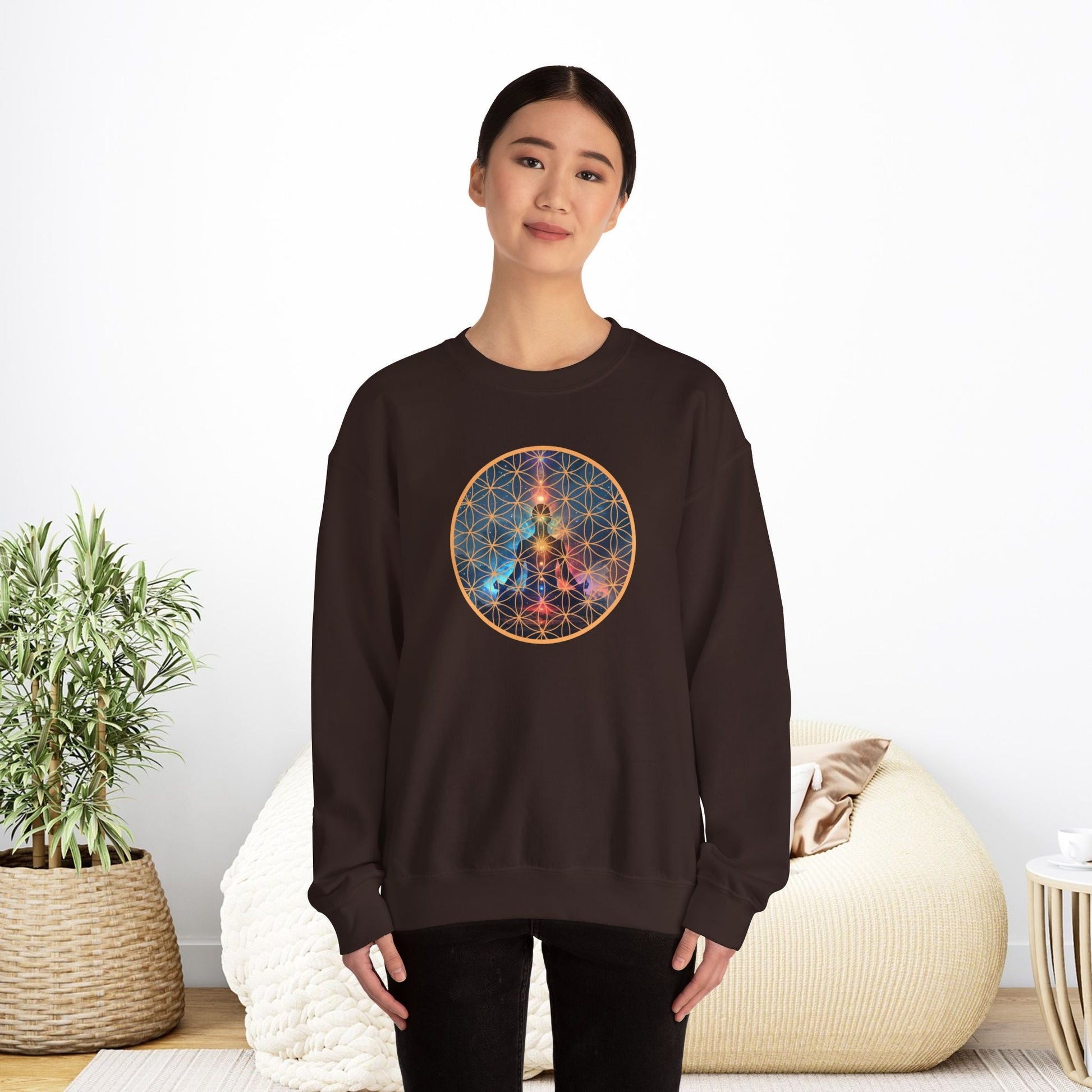 Cosmic Meditation Sweatshirt - Sacred Geometry Design - EternalAscension