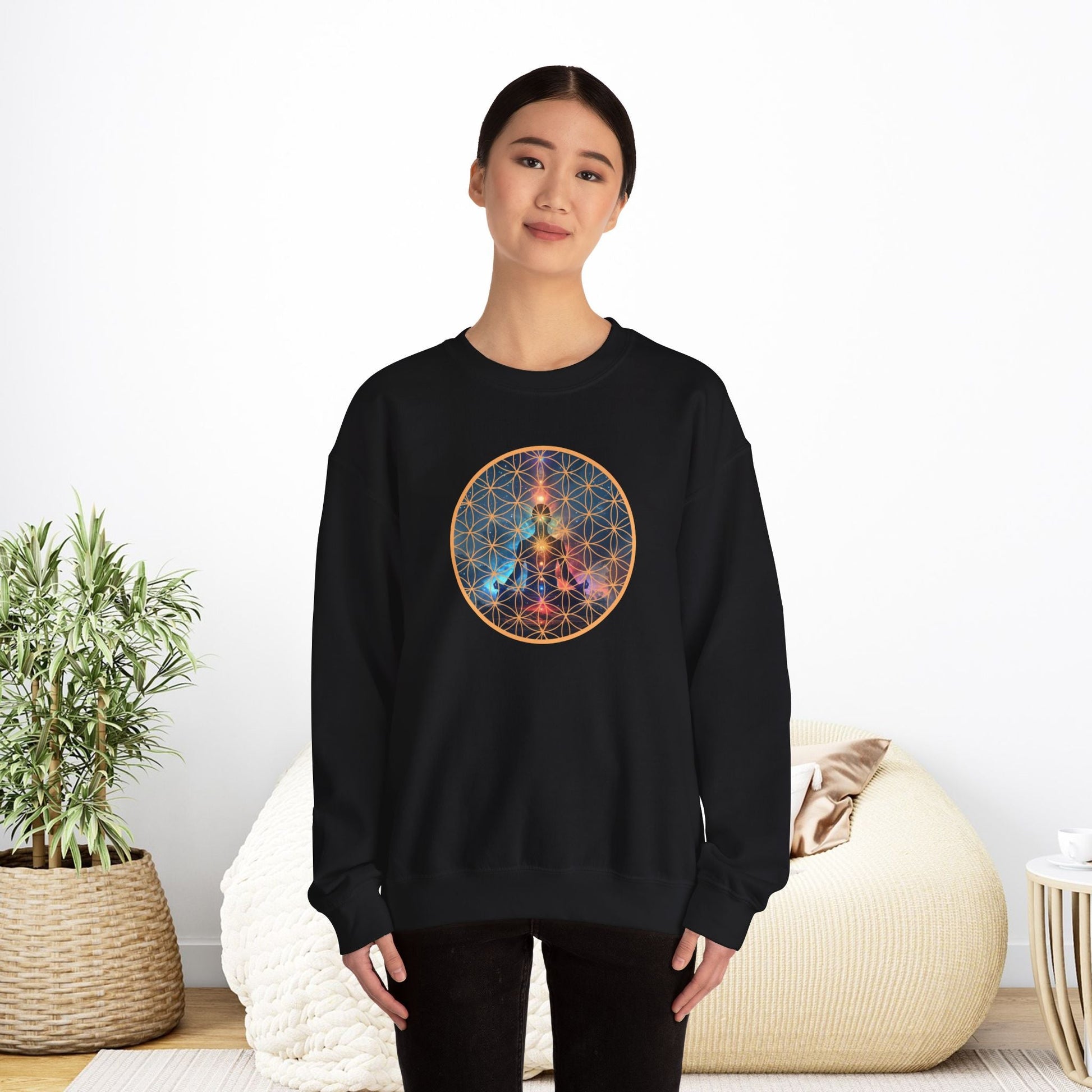 Cosmic Meditation Sweatshirt - Sacred Geometry Design - EternalAscension