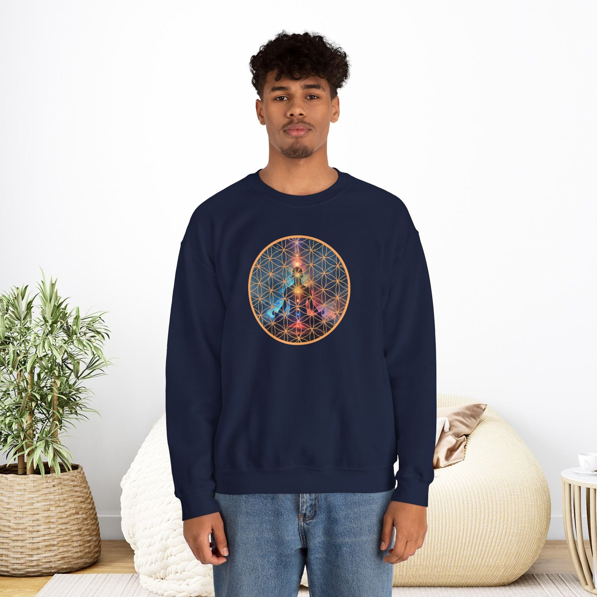 Cosmic Meditation Sweatshirt - Sacred Geometry Design - EternalAscension