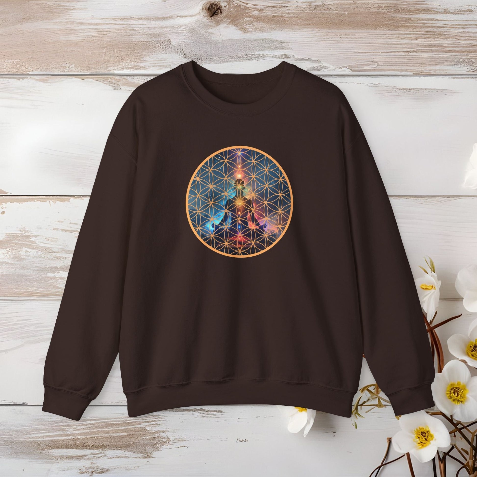Cosmic Meditation Sweatshirt - Sacred Geometry Design - EternalAscension