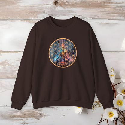 Cosmic Meditation Sweatshirt - Sacred Geometry Design - EternalAscension