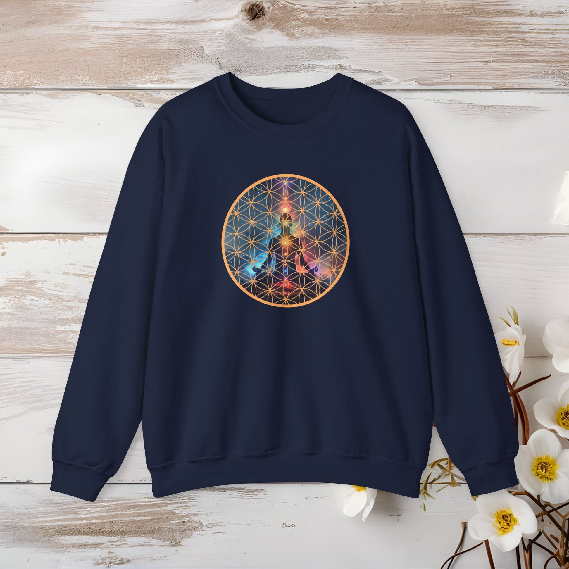 Cosmic Meditation Sweatshirt - Sacred Geometry Design - EternalAscension