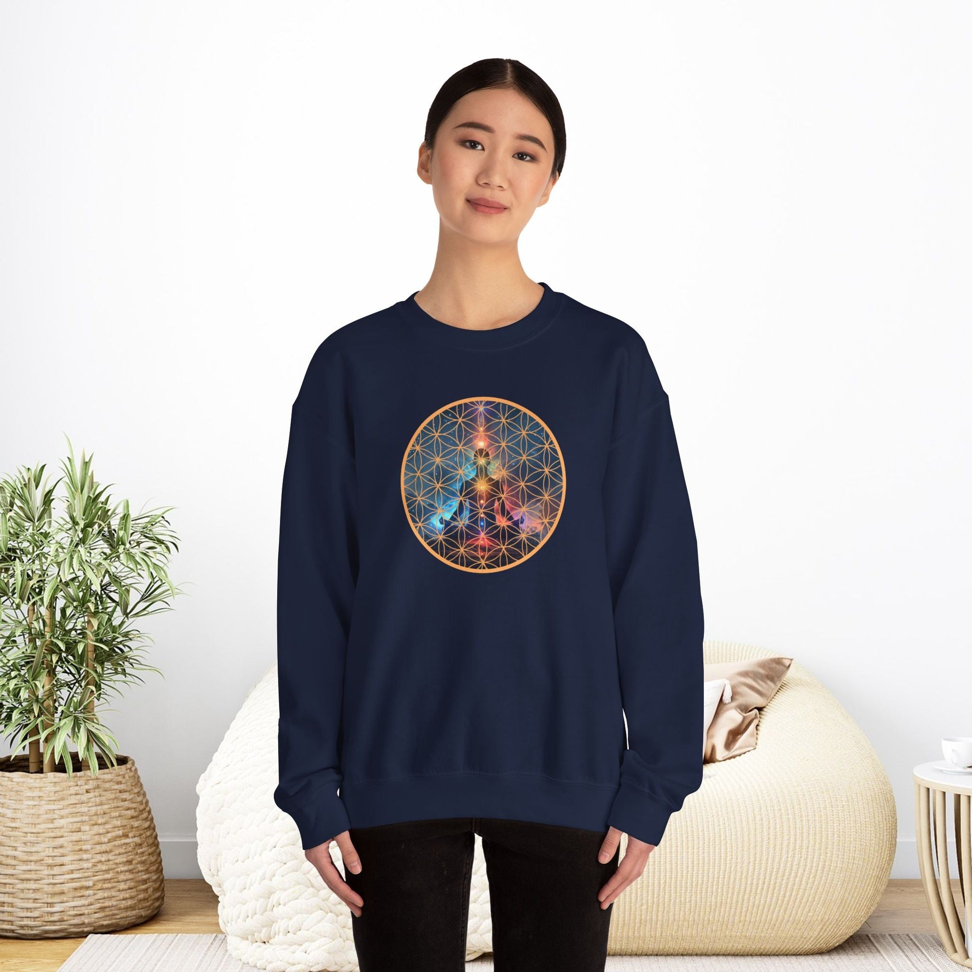 Cosmic Meditation Sweatshirt - Sacred Geometry Design - EternalAscension