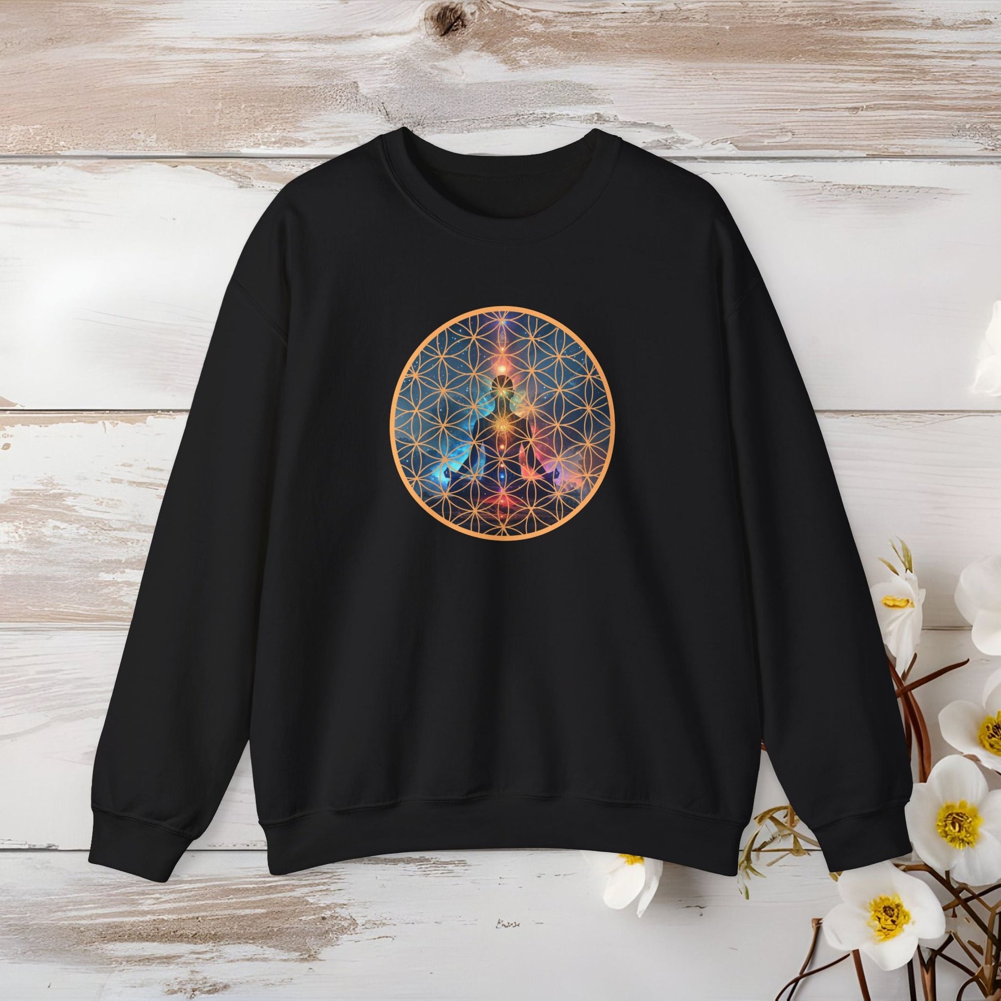 Cosmic Meditation Sweatshirt - Sacred Geometry Design - EternalAscension