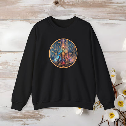 Cosmic Meditation Sweatshirt - Sacred Geometry Design - EternalAscension