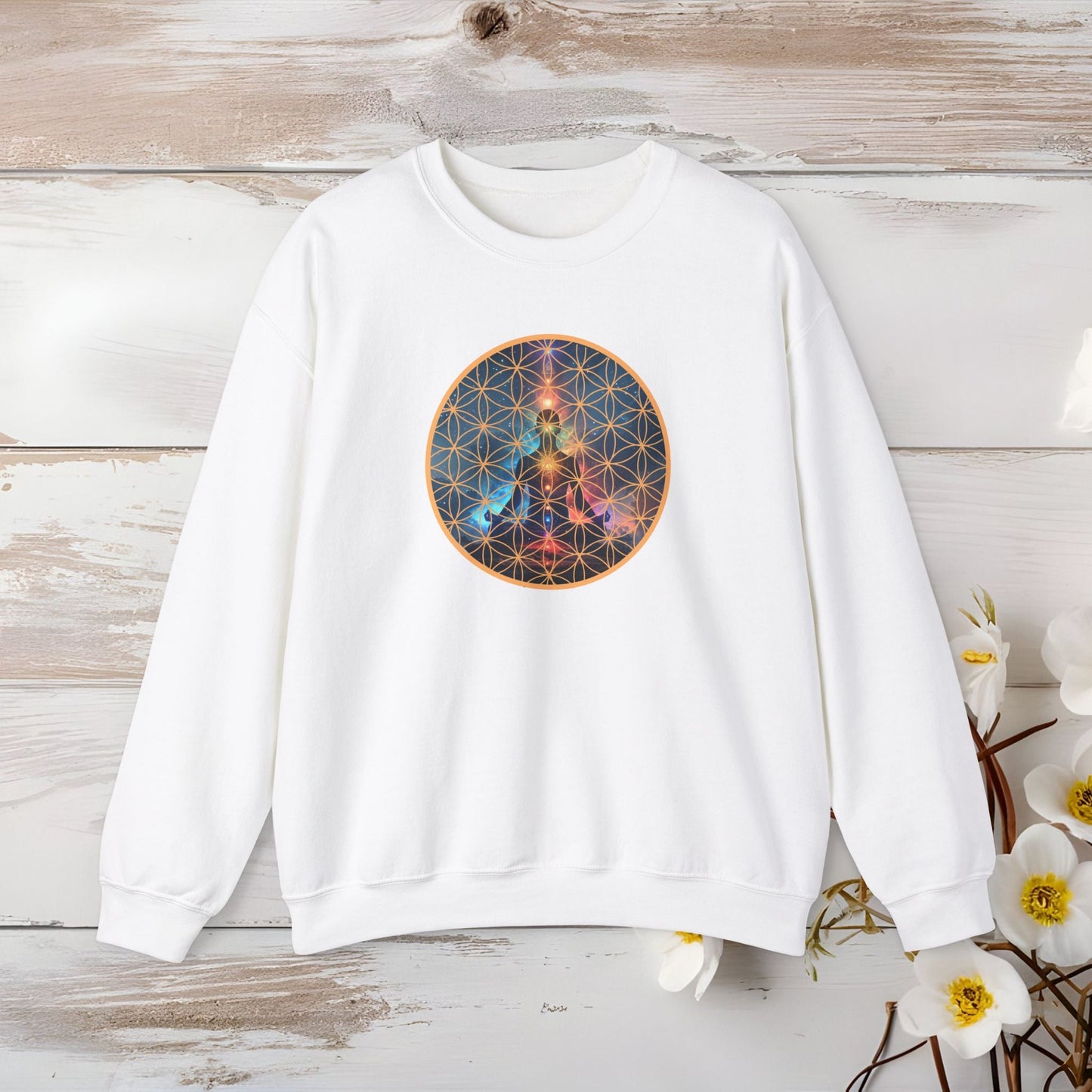 Cosmic Meditation Sweatshirt - Sacred Geometry Design - EternalAscension