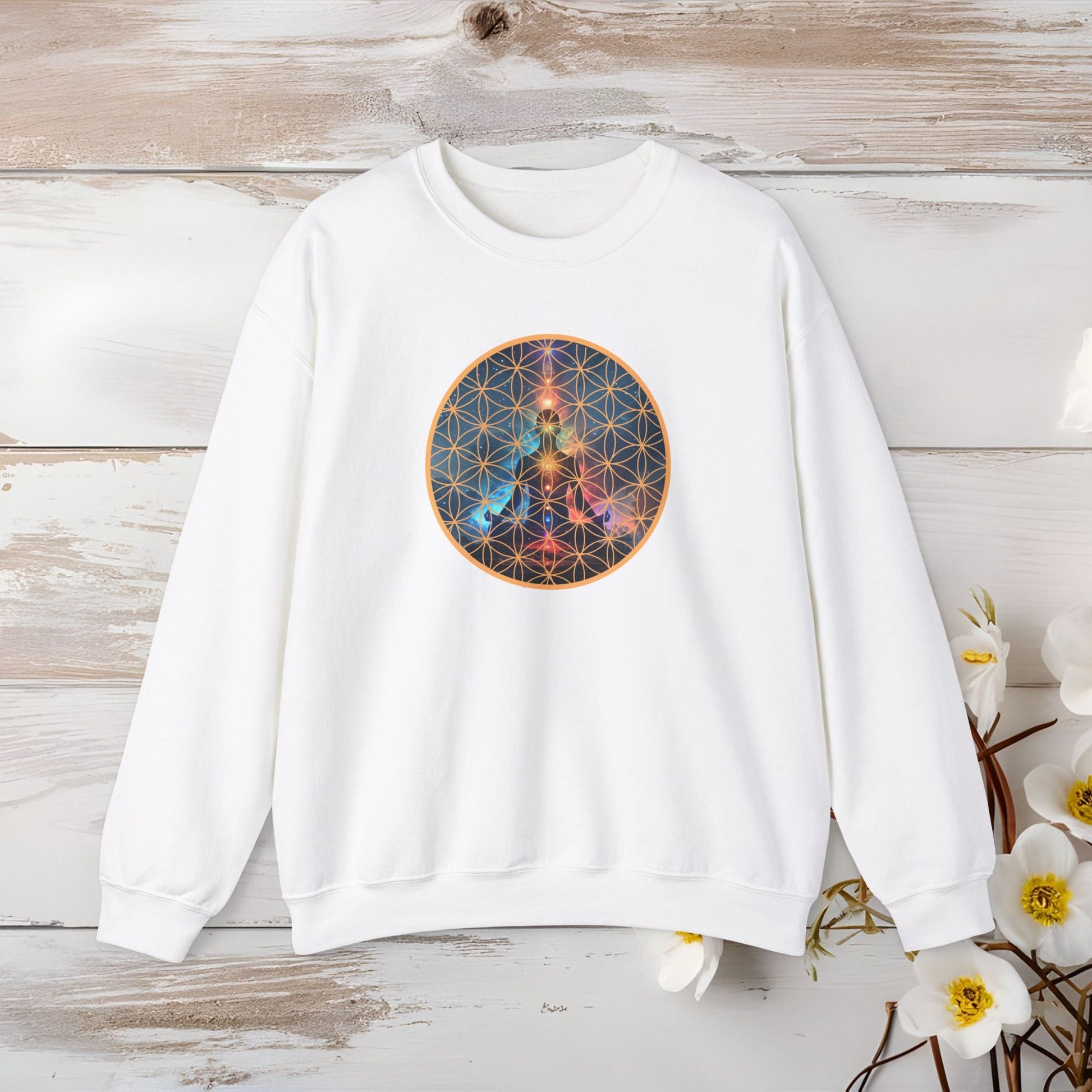 Cosmic Meditation Sweatshirt - Sacred Geometry Design - EternalAscension