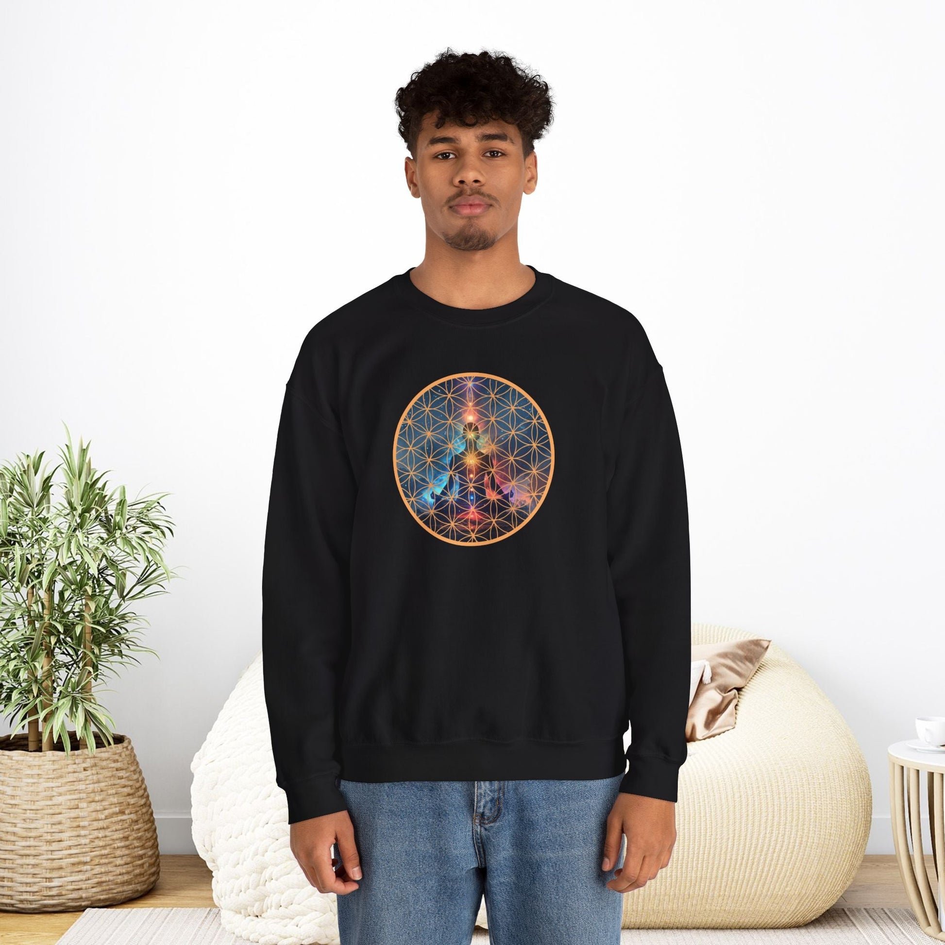 Cosmic Meditation Sweatshirt - Sacred Geometry Design - EternalAscension