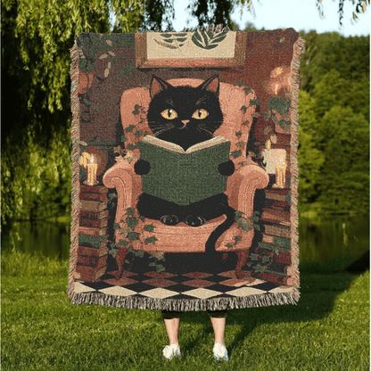 Cozy Cat - Themed Woven Blanket - Perfect for Cat Lovers, Home Decor, Gift for Cat Parents, Throw Blanket, Indoor Comfort - EternalAscension