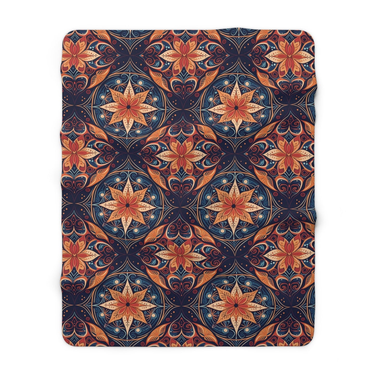 Cozy Sherpa Fleece Blanket - Intricate Floral and Geometric Design, Soft & Warm, Perfect for Couch, Bed, or Gift - EternalAscension