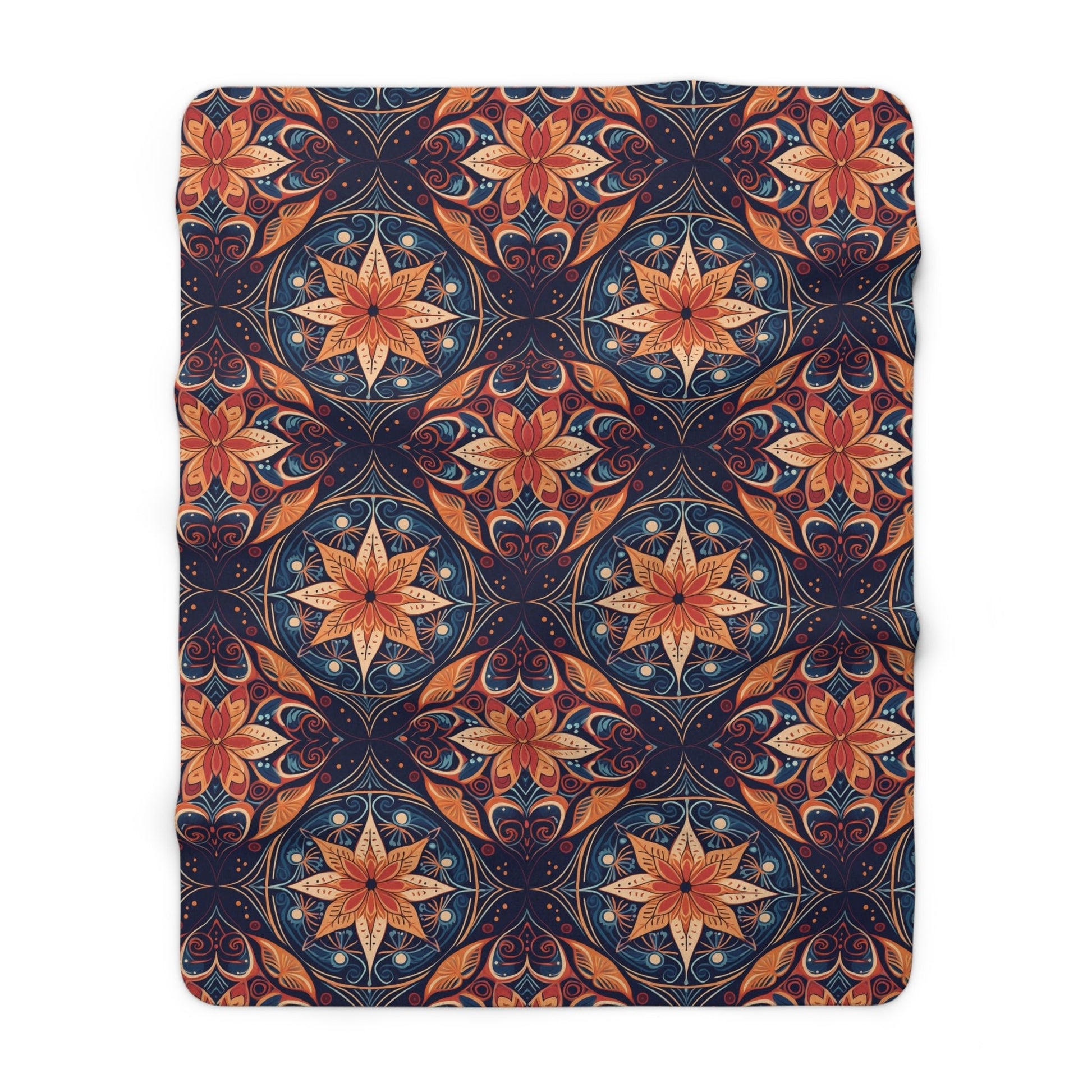 Cozy Sherpa Fleece Blanket - Intricate Floral and Geometric Design, Soft & Warm, Perfect for Couch, Bed, or Gift - EternalAscension