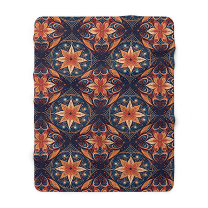 Cozy Sherpa Fleece Blanket - Intricate Floral and Geometric Design, Soft & Warm, Perfect for Couch, Bed, or Gift - EternalAscension