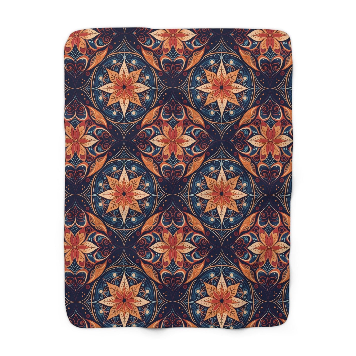 Cozy Sherpa Fleece Blanket - Intricate Floral and Geometric Design, Soft & Warm, Perfect for Couch, Bed, or Gift - EternalAscension