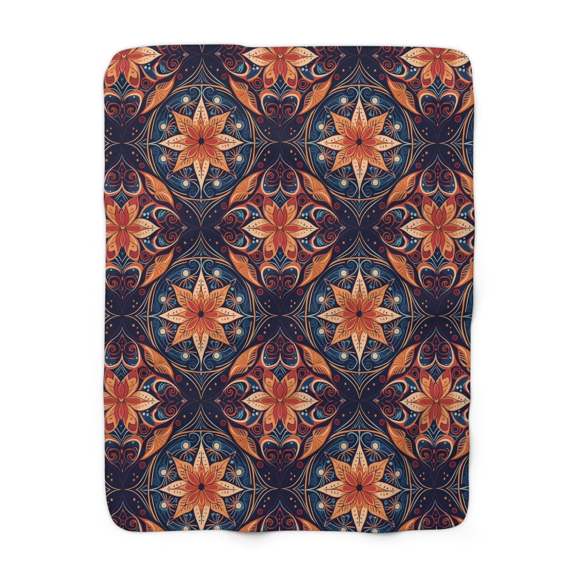 Cozy Sherpa Fleece Blanket - Intricate Floral and Geometric Design, Soft & Warm, Perfect for Couch, Bed, or Gift - EternalAscension