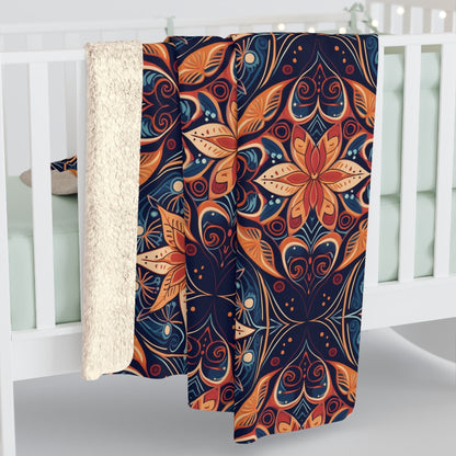 Cozy Sherpa Fleece Blanket - Intricate Floral and Geometric Design, Soft & Warm, Perfect for Couch, Bed, or Gift - EternalAscension
