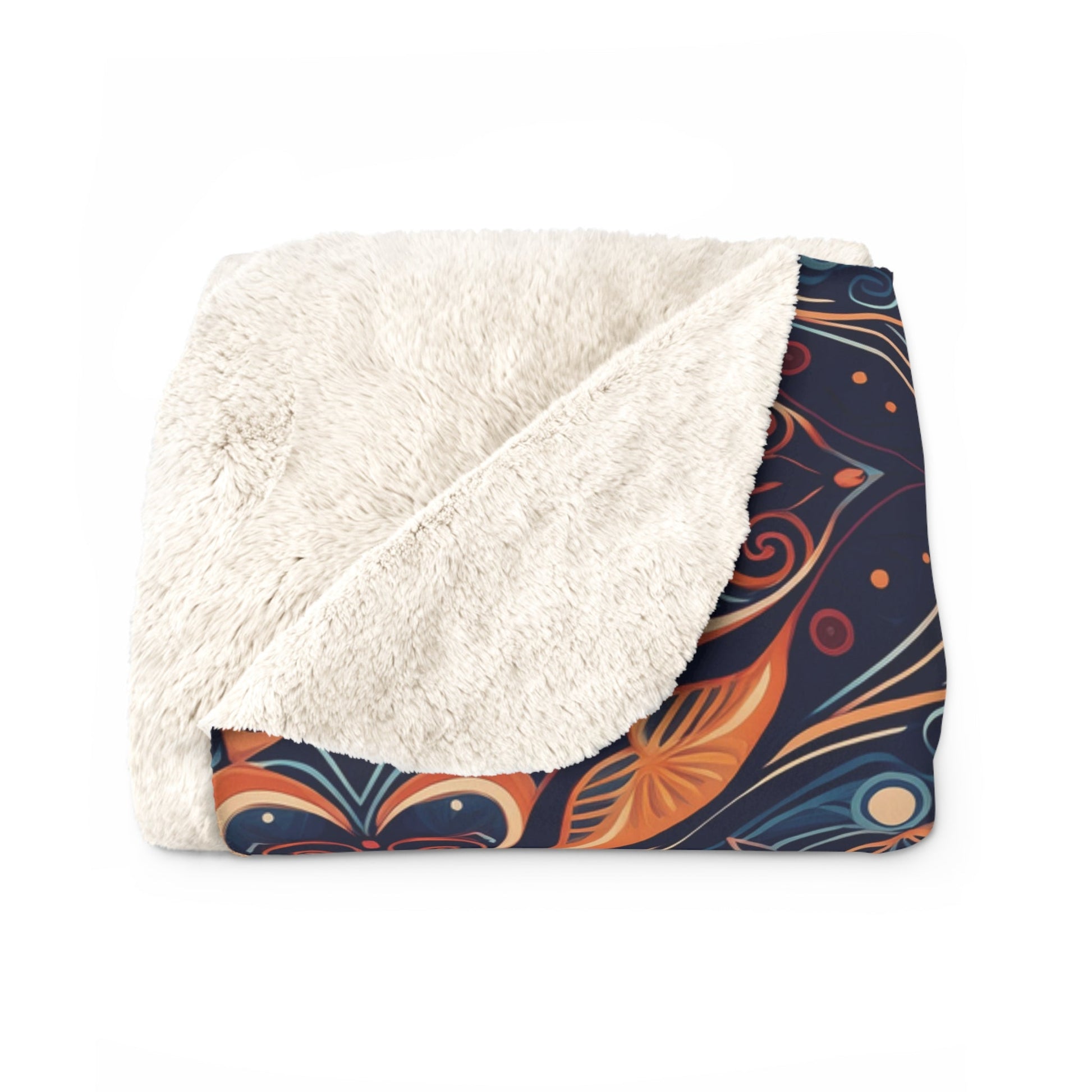 Cozy Sherpa Fleece Blanket - Intricate Floral and Geometric Design, Soft & Warm, Perfect for Couch, Bed, or Gift - EternalAscension