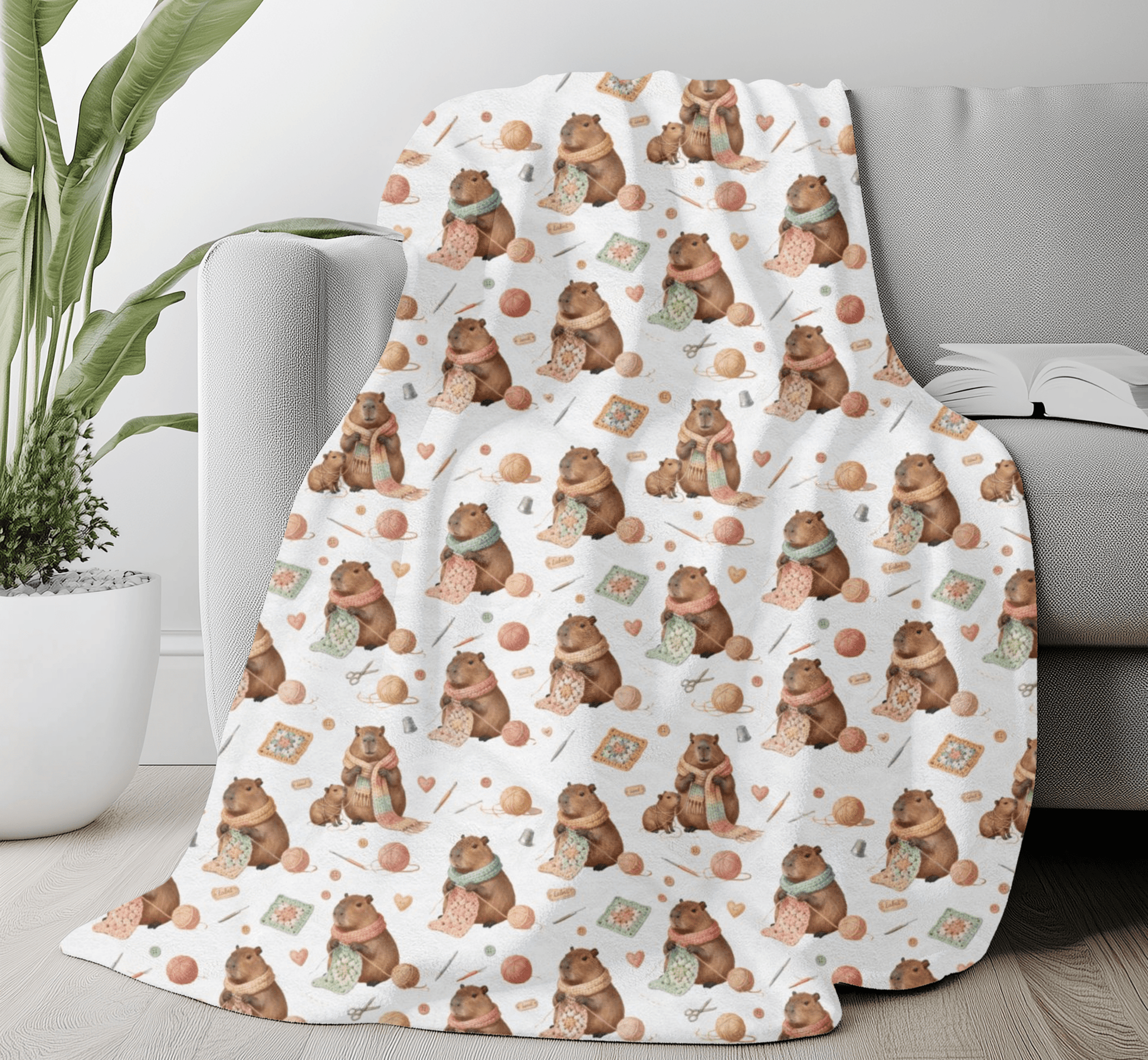 Crocheting Capybara Velveteen Plush Blanket - EternalAscension