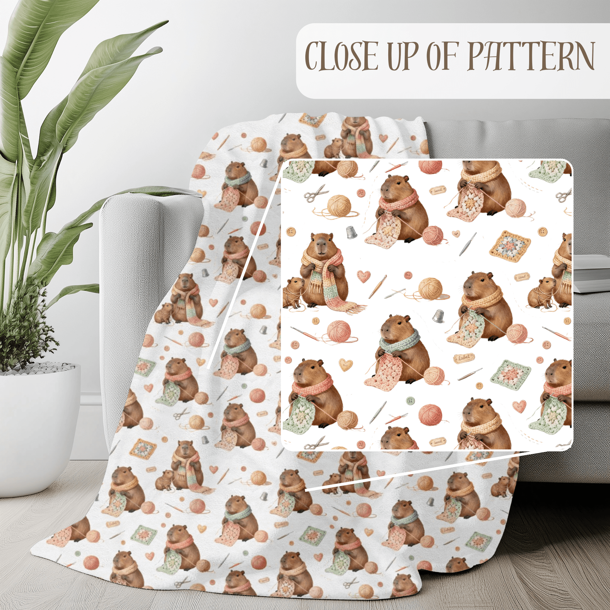 Crocheting Capybara Velveteen Plush Blanket - EternalAscension