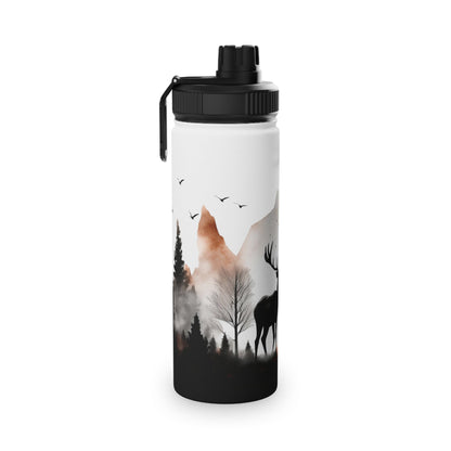 Deer Forest Stainless Steel Water Bottle, Sports Lid - Nature Lover Hiking Hydration, Eco - Friendly Gift, Outdoor Adventure, Gym Companion, - EternalAscension