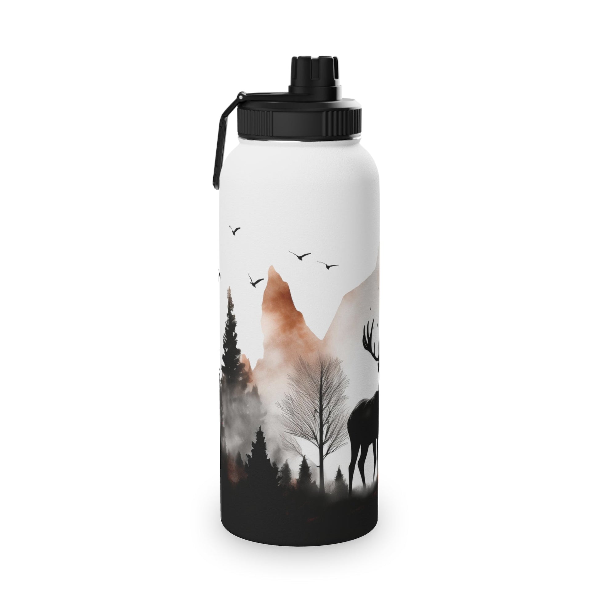 Deer Forest Stainless Steel Water Bottle, Sports Lid - Nature Lover Hiking Hydration, Eco - Friendly Gift, Outdoor Adventure, Gym Companion, - EternalAscension
