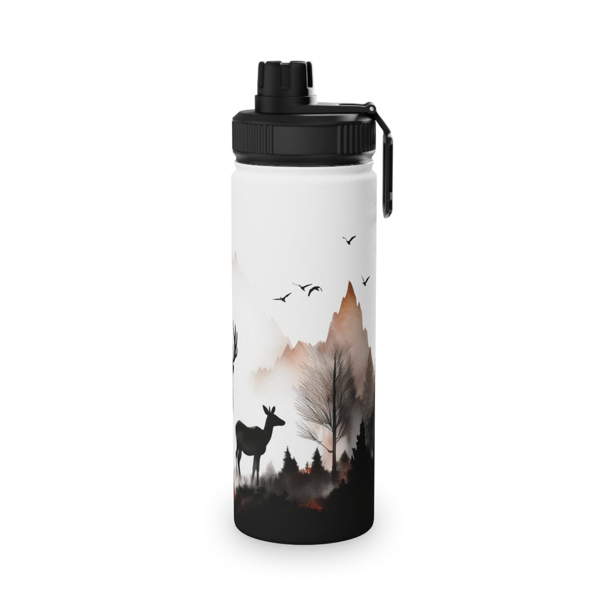 Deer Forest Stainless Steel Water Bottle, Sports Lid - Nature Lover Hiking Hydration, Eco - Friendly Gift, Outdoor Adventure, Gym Companion, - EternalAscension