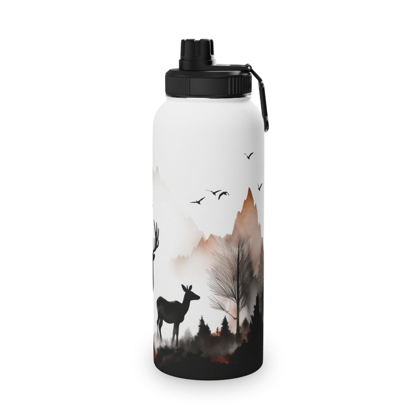 Deer Forest Stainless Steel Water Bottle, Sports Lid - Nature Lover Hiking Hydration, Eco - Friendly Gift, Outdoor Adventure, Gym Companion, - EternalAscension