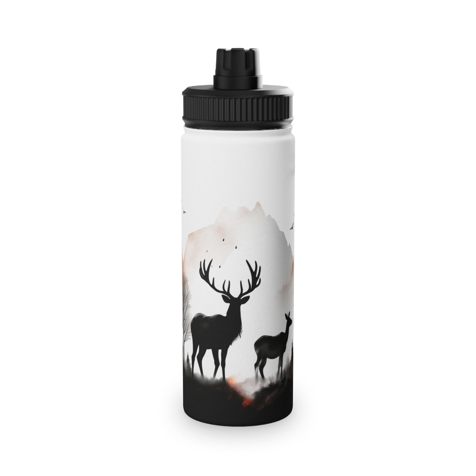Deer Forest Stainless Steel Water Bottle, Sports Lid - Nature Lover Hiking Hydration, Eco - Friendly Gift, Outdoor Adventure, Gym Companion, - EternalAscension