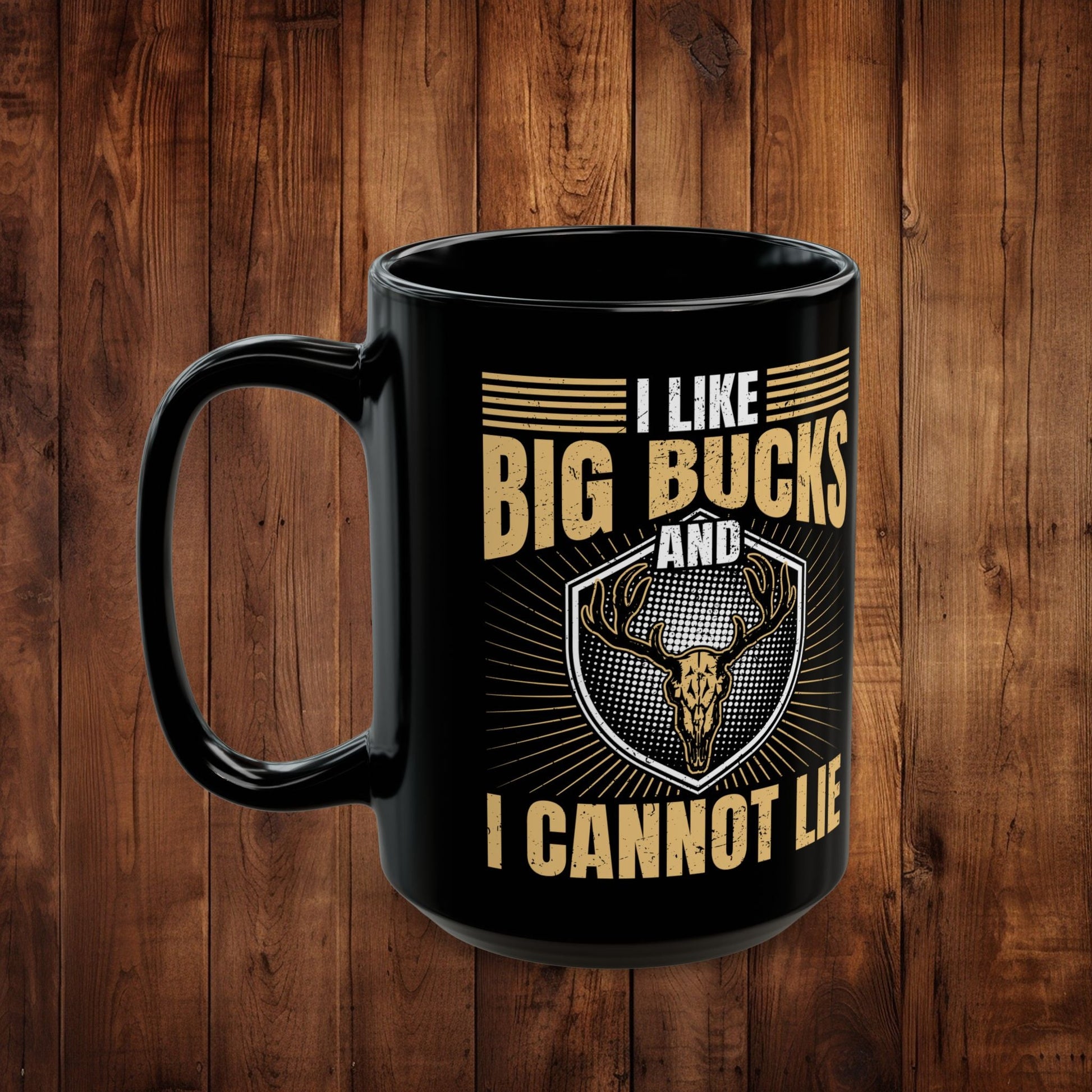 Deer Head Coffee Mug, I Like Big Bucks and I Cannot Lie, Funny Hunting Gift, 11oz 15oz Cup, Vintage Ceramic Tea Cup, Microwave Dishwasher - EternalAscension