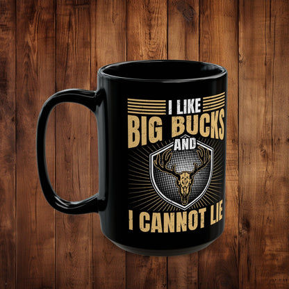 Deer Head Coffee Mug, I Like Big Bucks and I Cannot Lie, Funny Hunting Gift, 11oz 15oz Cup, Vintage Ceramic Tea Cup, Microwave Dishwasher - EternalAscension