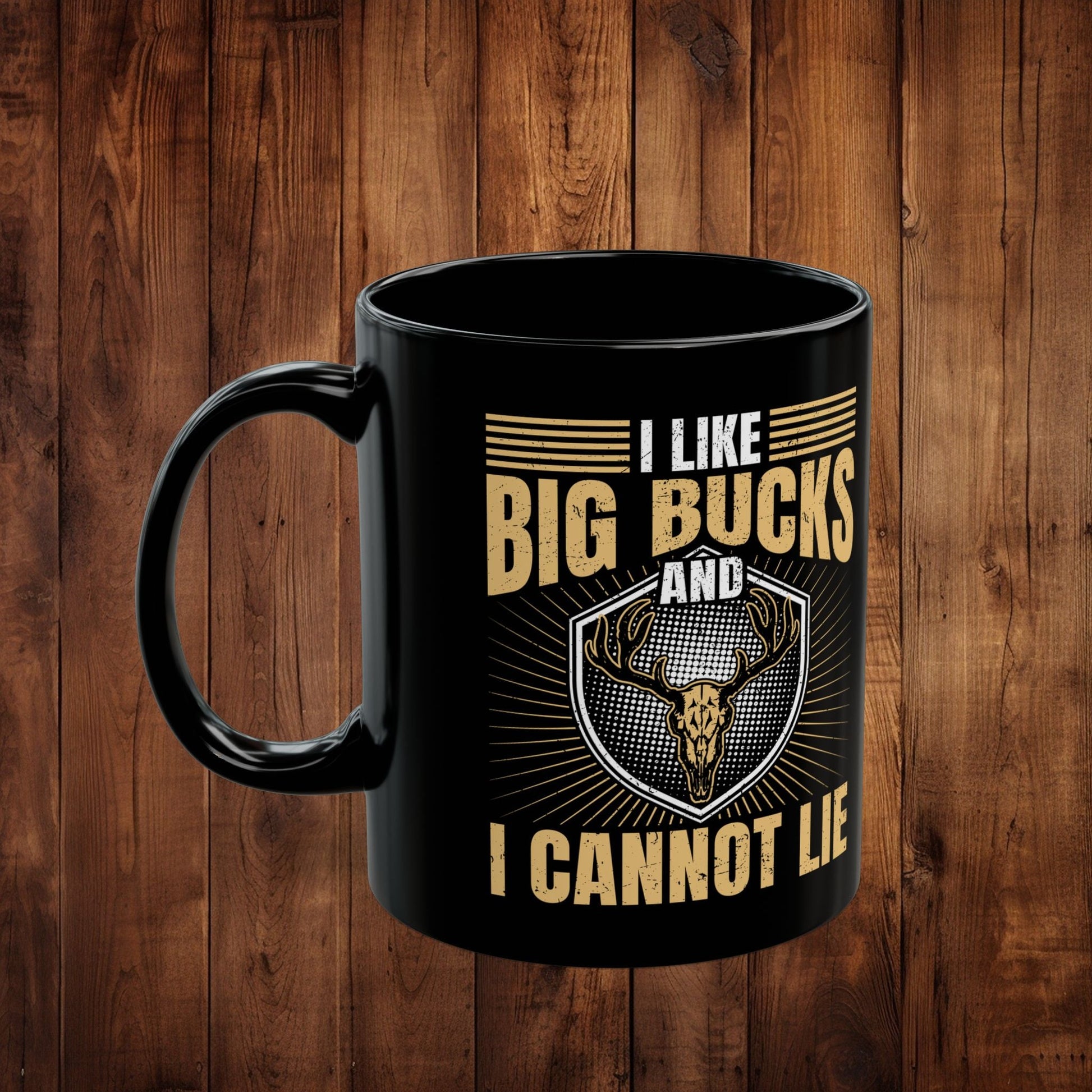 Deer Head Coffee Mug, I Like Big Bucks and I Cannot Lie, Funny Hunting Gift, 11oz 15oz Cup, Vintage Ceramic Tea Cup, Microwave Dishwasher - EternalAscension
