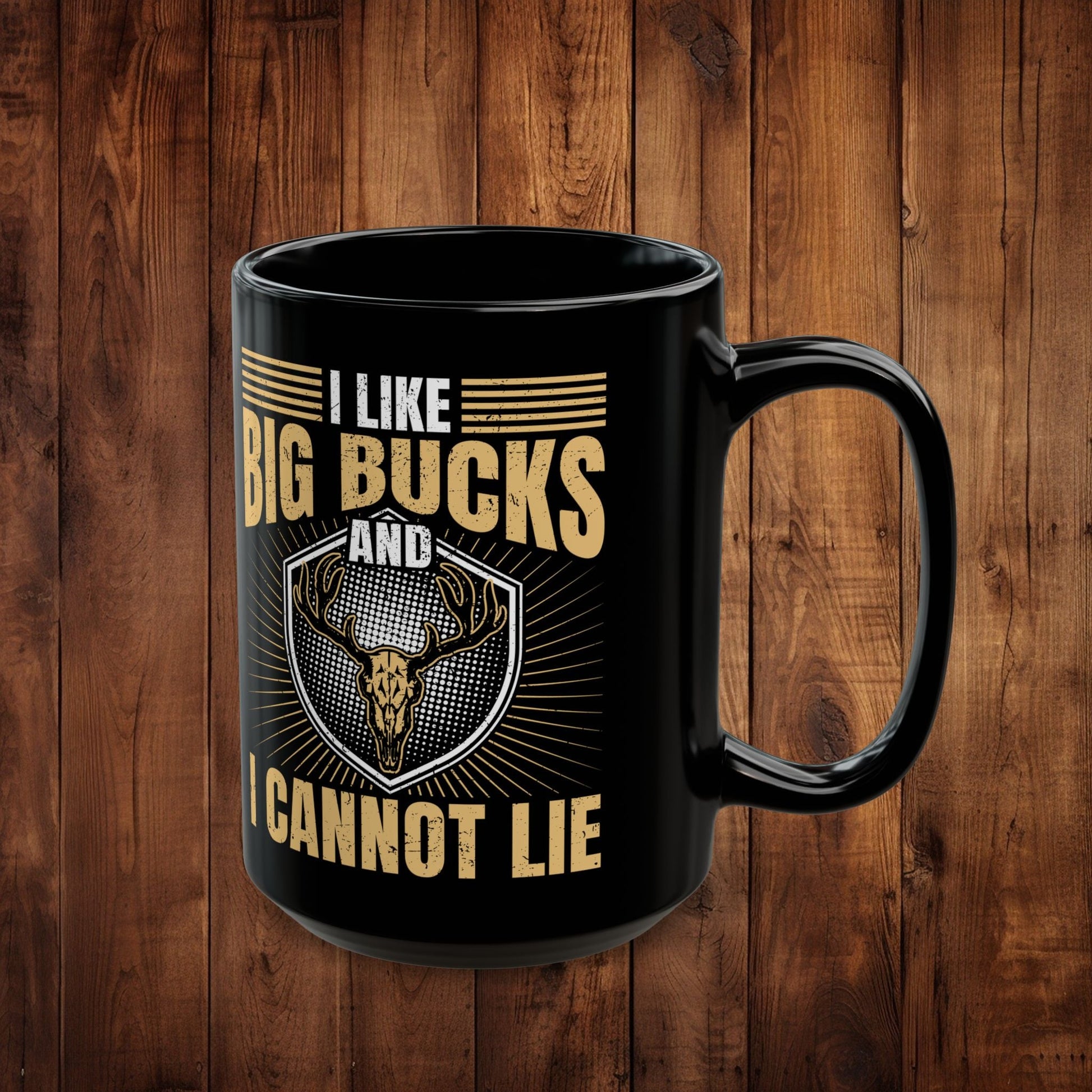 Deer Head Coffee Mug, I Like Big Bucks and I Cannot Lie, Funny Hunting Gift, 11oz 15oz Cup, Vintage Ceramic Tea Cup, Microwave Dishwasher - EternalAscension