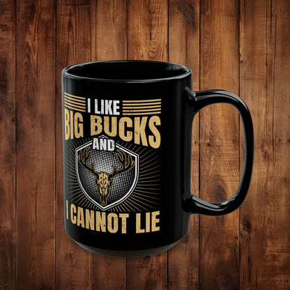 Deer Head Coffee Mug, I Like Big Bucks and I Cannot Lie, Funny Hunting Gift, 11oz 15oz Cup, Vintage Ceramic Tea Cup, Microwave Dishwasher - EternalAscension