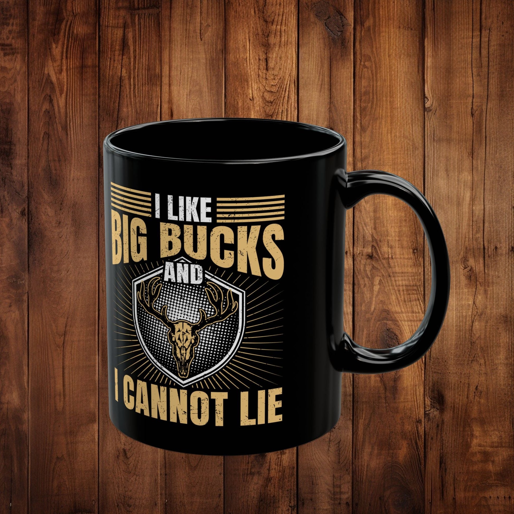 Deer Head Coffee Mug, I Like Big Bucks and I Cannot Lie, Funny Hunting Gift, 11oz 15oz Cup, Vintage Ceramic Tea Cup, Microwave Dishwasher - EternalAscension